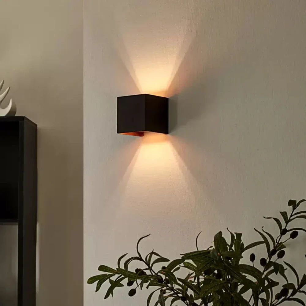 Adjustable Wall Light, LED Cube Sconce, Hardwired or Rechargeable, 4 Finishes