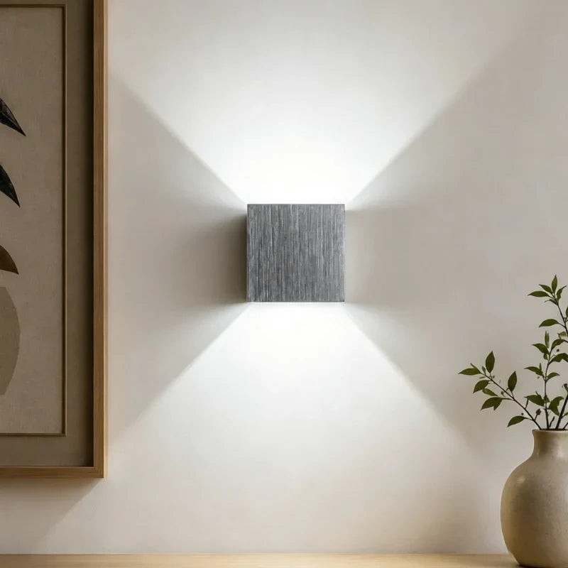 Adjustable Wall Light, LED Cube Sconce, Hardwired or Rechargeable, 4 Finishes