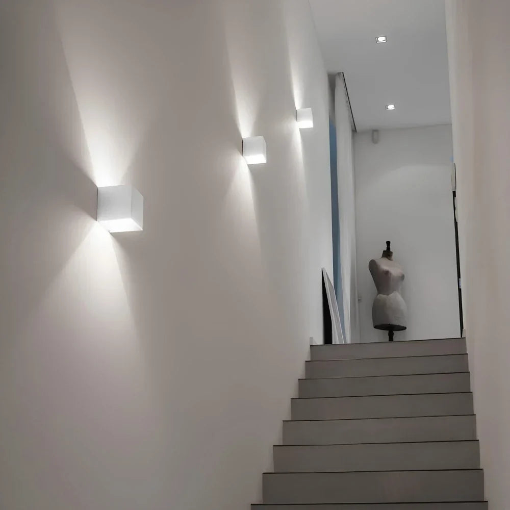 Adjustable Wall Light, LED Cube Sconce, Hardwired or Rechargeable, 4 Finishes