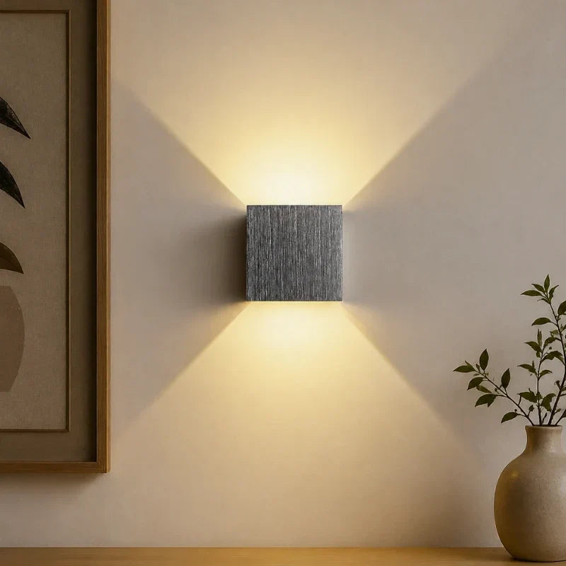 Adjustable Wall Light, LED Cube Sconce, Hardwired or Rechargeable, 4 Finishes