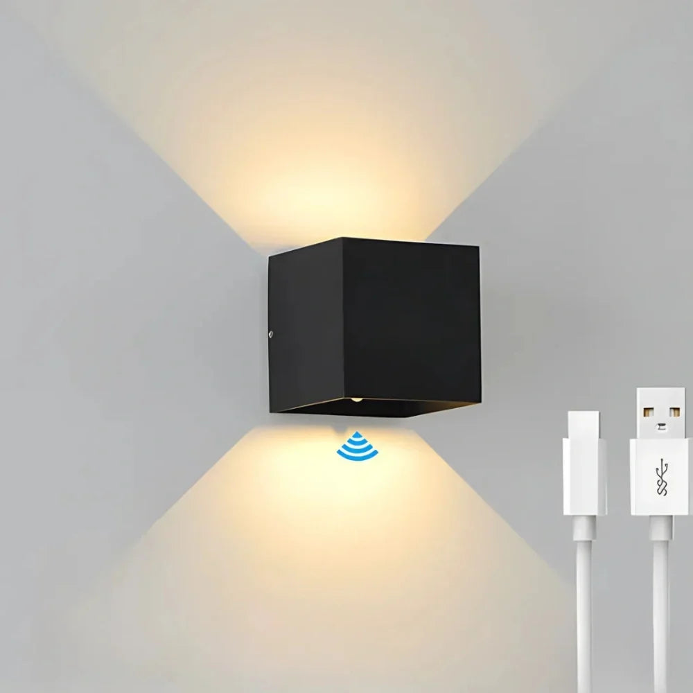Adjustable Wall Light, LED Cube Sconce, Hardwired or Rechargeable, 4 Finishes