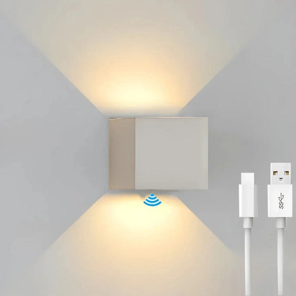 Adjustable Wall Light, LED Cube Sconce, Hardwired or Rechargeable, 4 Finishes