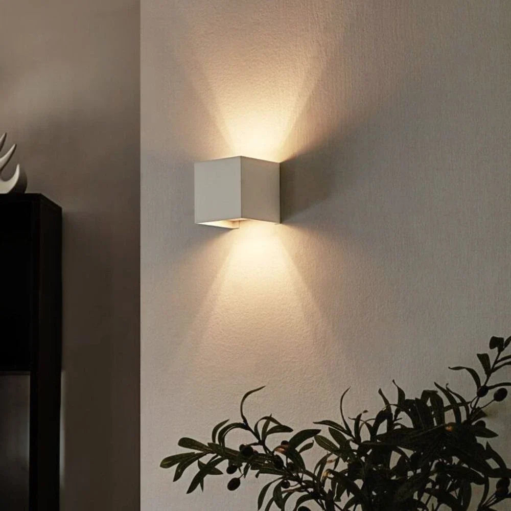 Adjustable Wall Light, LED Cube Sconce, Hardwired or Rechargeable, 4 Finishes