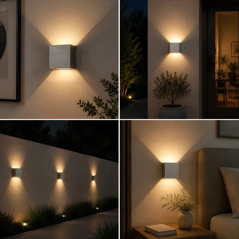Adjustable Wall Light, LED Cube Sconce, Hardwired or Rechargeable, 4 Finishes