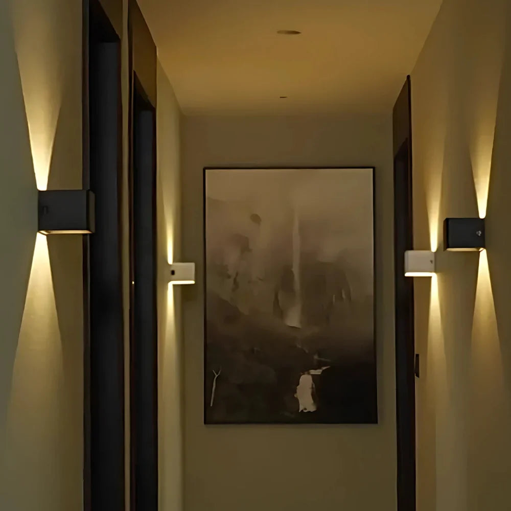 Adjustable Wall Light, LED Cube Sconce, Hardwired or Rechargeable, 4 Finishes