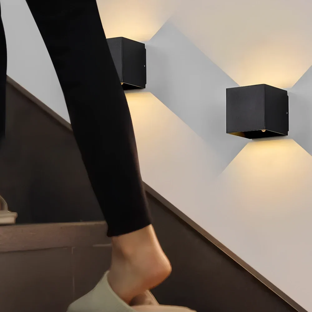 Adjustable Wall Light, LED Cube Sconce, Hardwired or Rechargeable, 4 Finishes