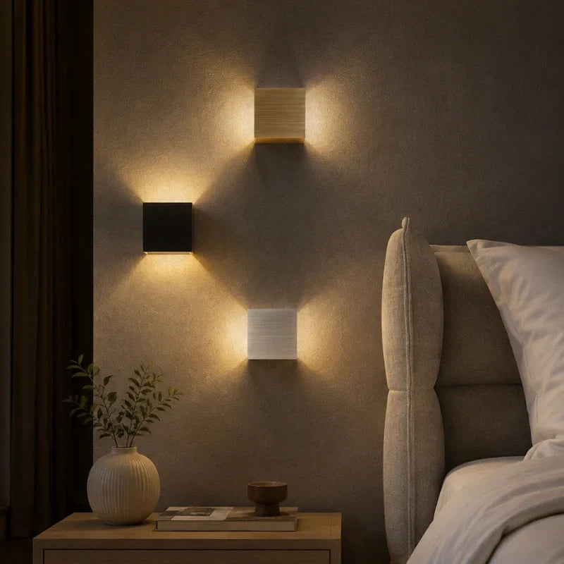 Adjustable Wall Light, LED Cube Sconce, Hardwired or Rechargeable, 4 Finishes