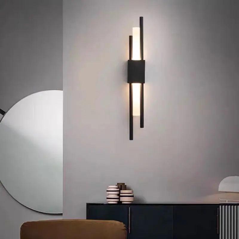 Linear Wall Sconce, Vertical LED Tube Wall Light, Black or Brass