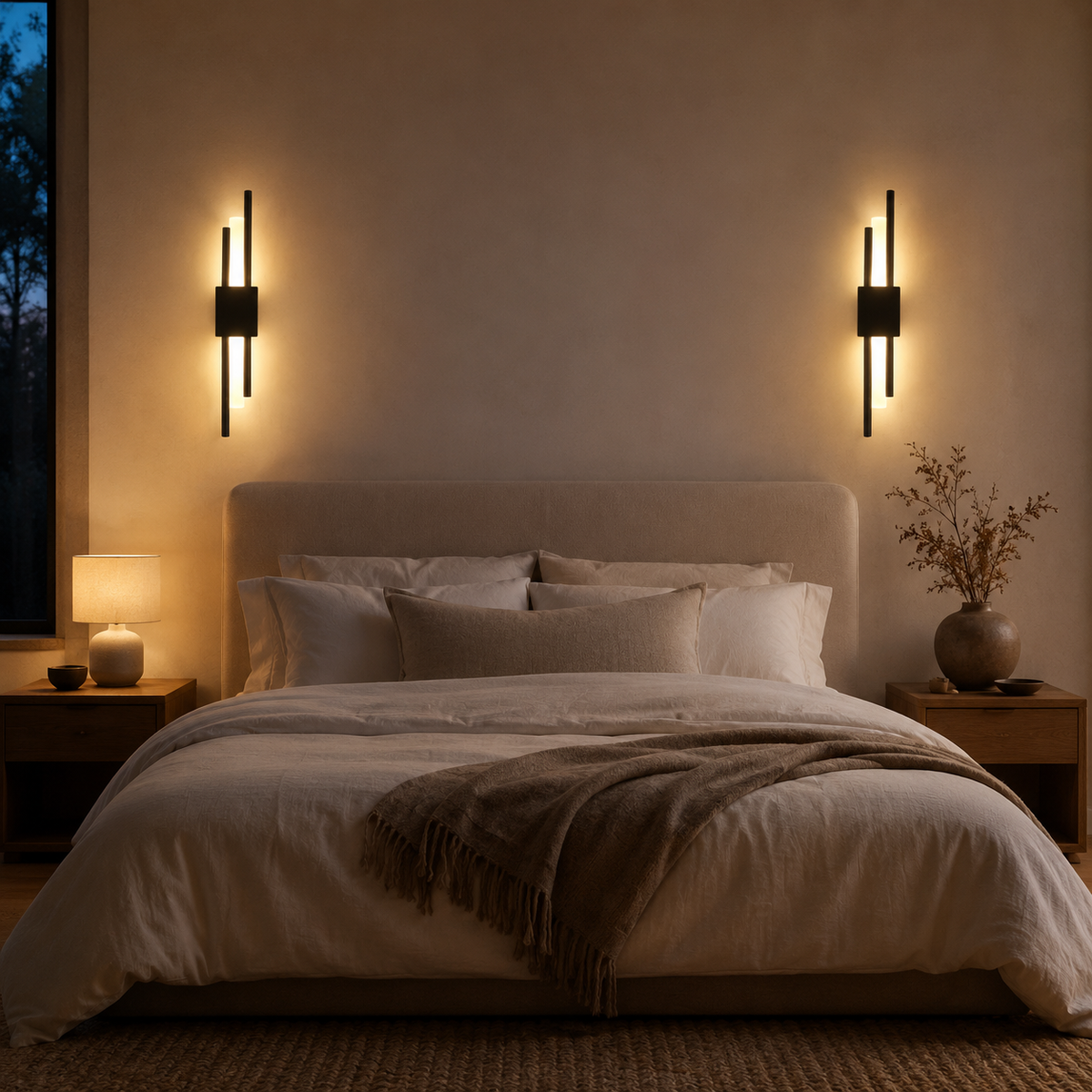 Linear Wall Sconce, Vertical LED Tube Wall Light, Black or Brass