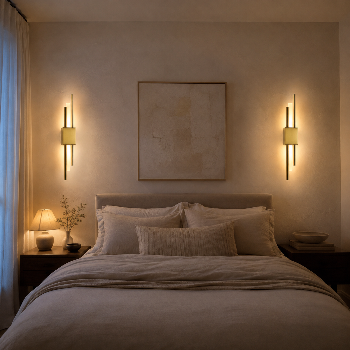 Linear Wall Sconce, Vertical LED Tube Wall Light, Black or Brass