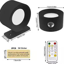 Cordless Wall Sconce, Rechargeable Stick-On Wall Light with Touch or Remote