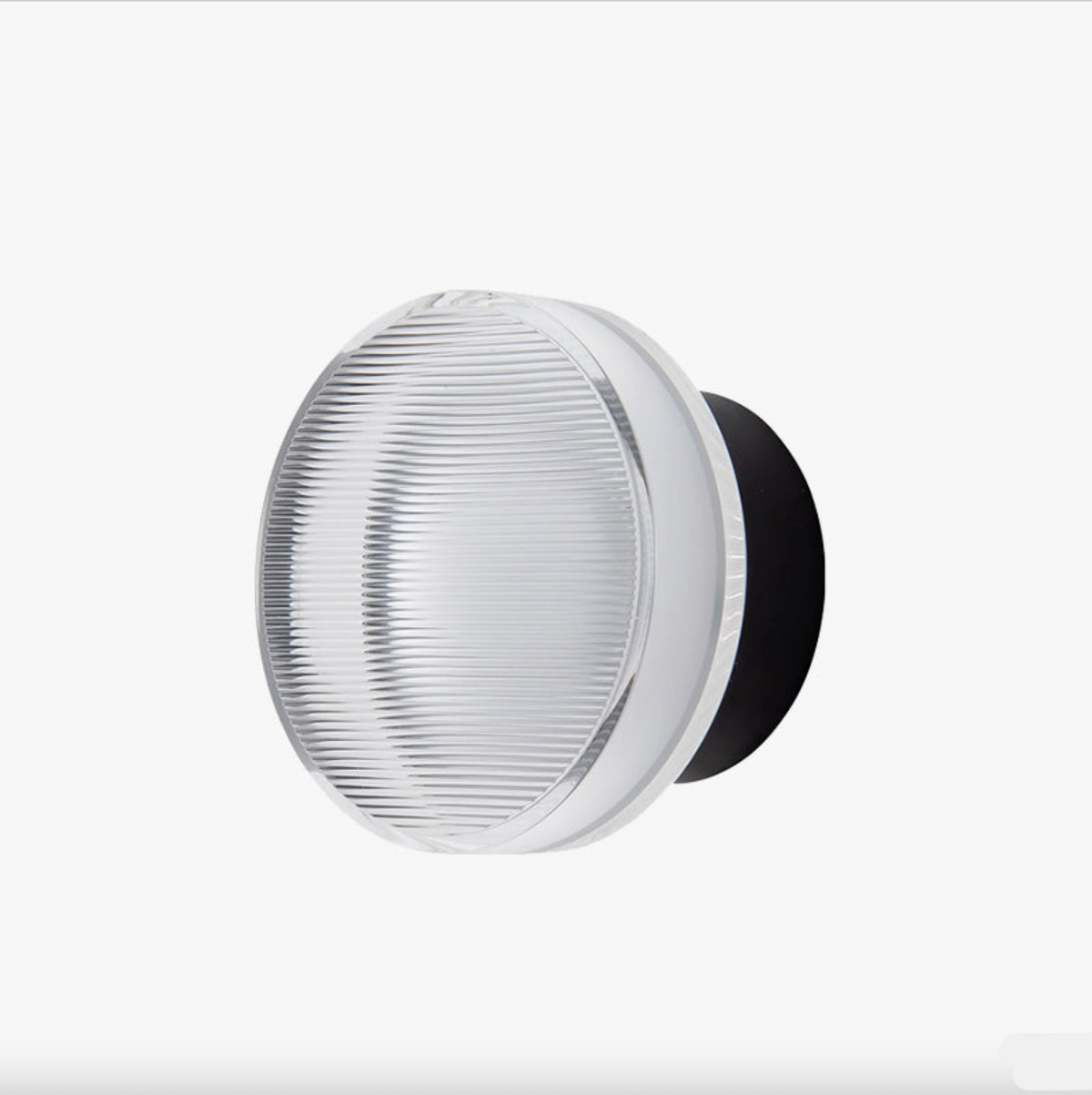 Ribbed Glass Wall Light, LED Dome Sconce for Wall or Ceiling, Black or Brass