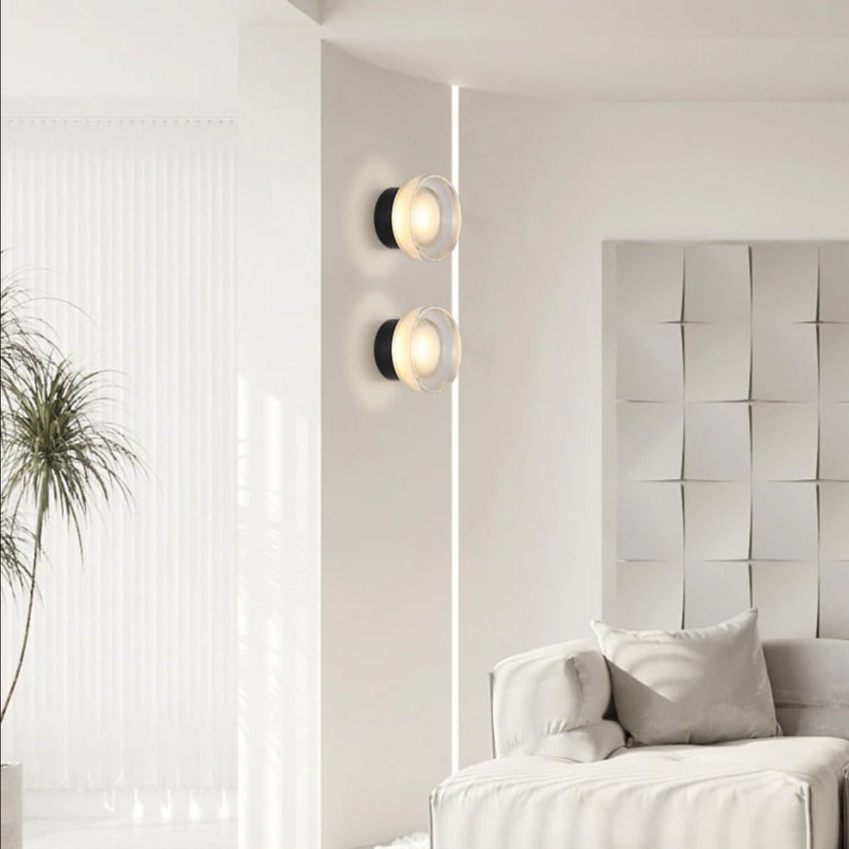 Ribbed Glass Wall Light, LED Dome Sconce for Wall or Ceiling, Black or Brass