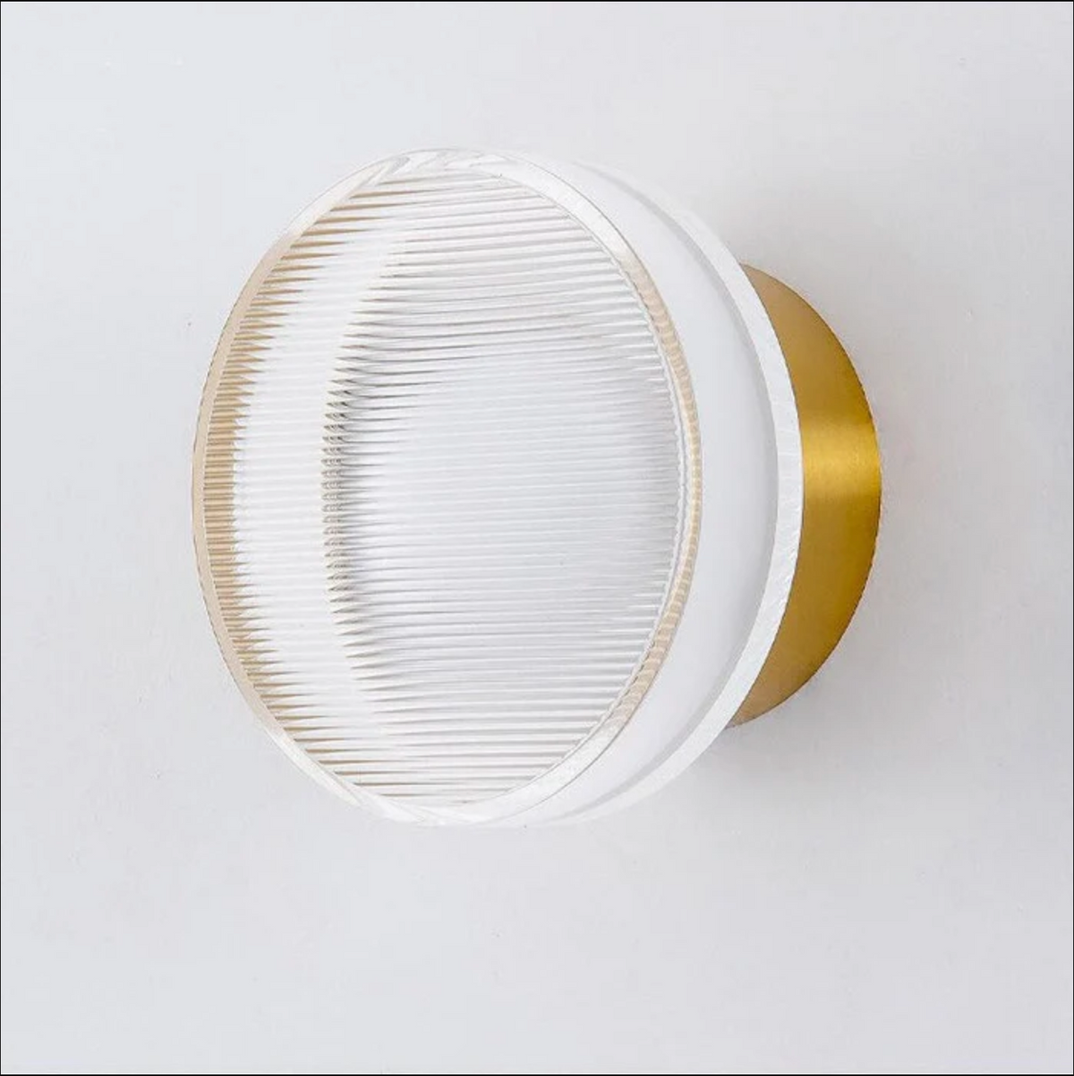 Ribbed Glass Wall Light, LED Dome Sconce for Wall or Ceiling, Black or Brass