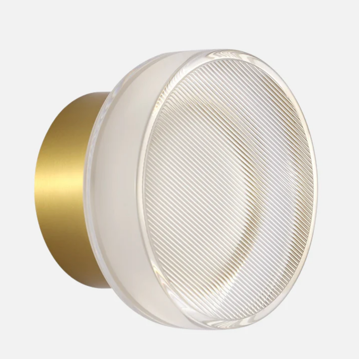 Ribbed Glass Wall Light, LED Dome Sconce for Wall or Ceiling, Black or Brass