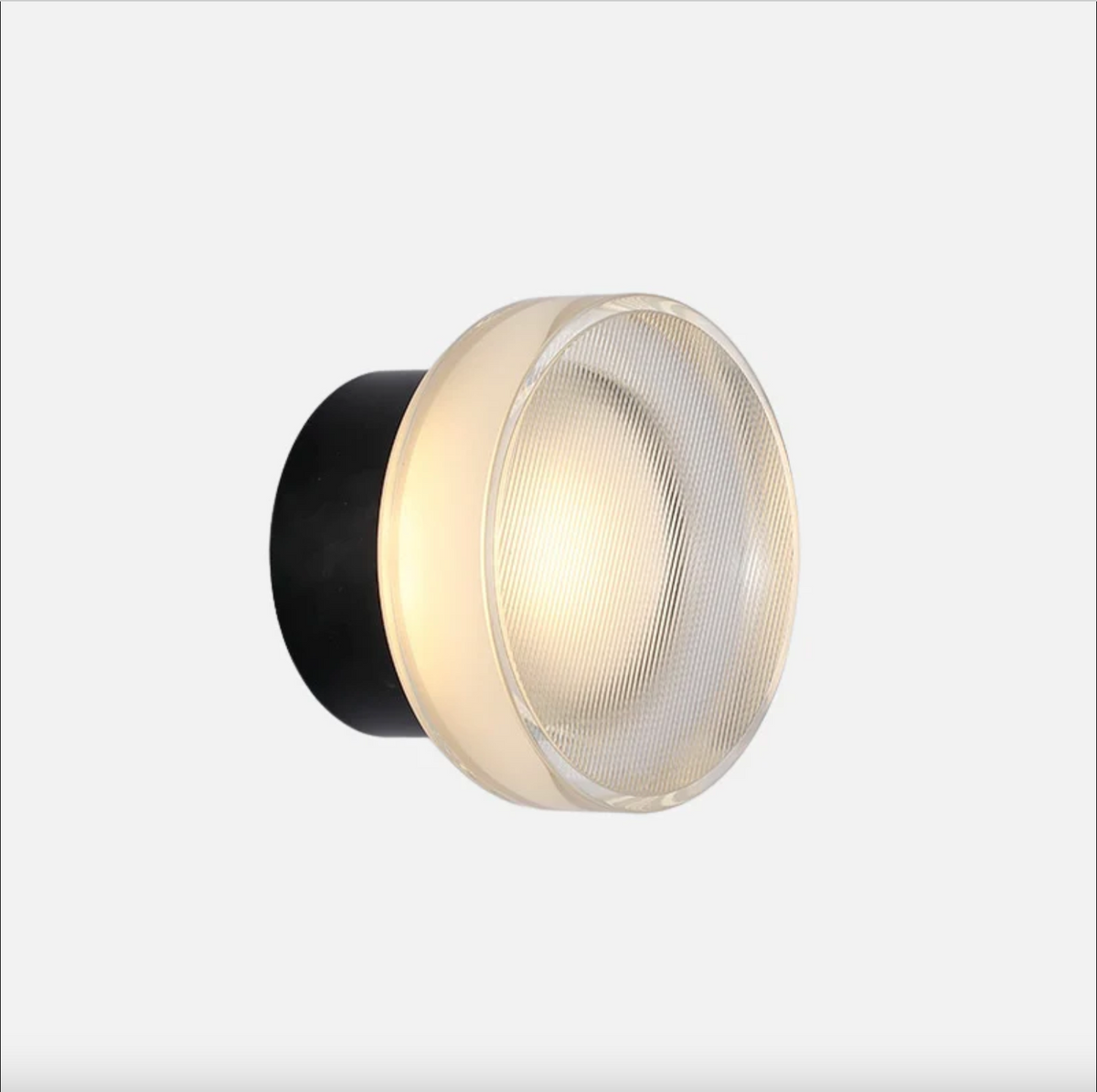 Ribbed Glass Wall Light, LED Dome Sconce for Wall or Ceiling, Black or Brass