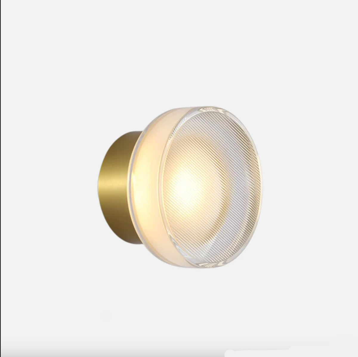 Ribbed Glass Wall Light, LED Dome Sconce for Wall or Ceiling, Black or Brass