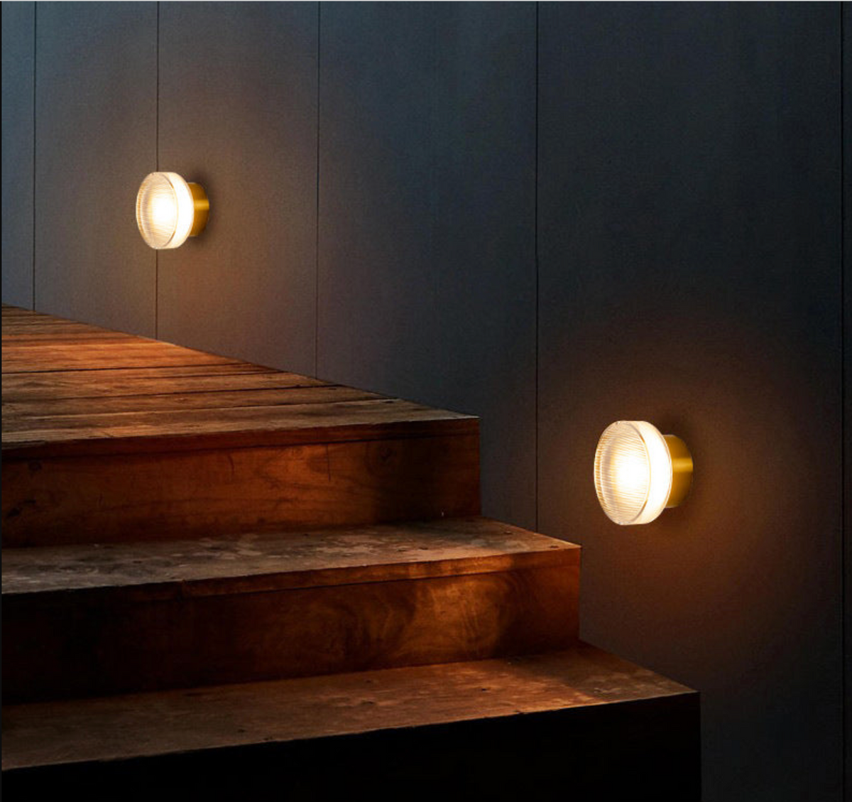Ribbed Glass Wall Light, LED Dome Sconce for Wall or Ceiling, Black or Brass