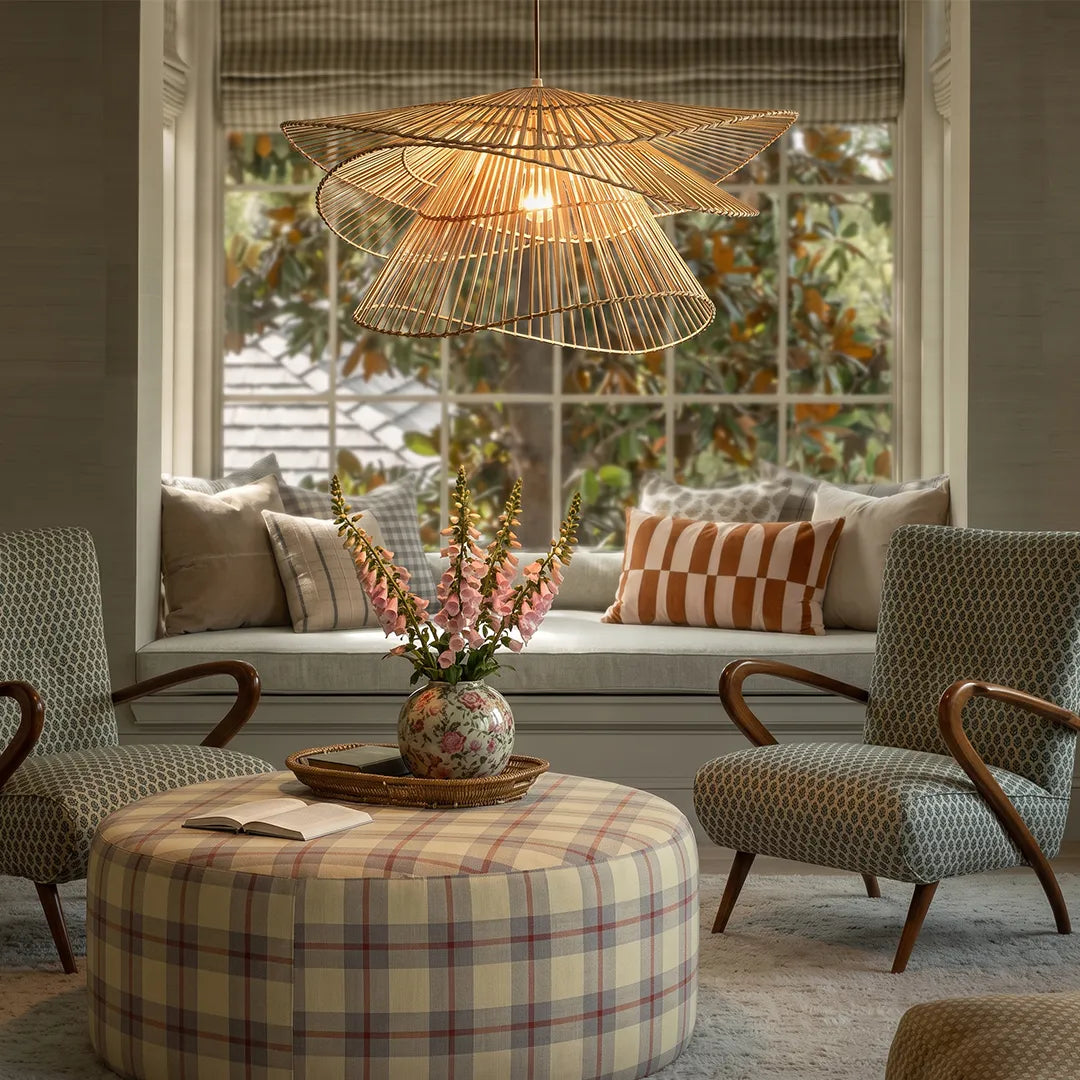 Bamboo Pendant Light - Japanese Woven Ceiling Light Fixture