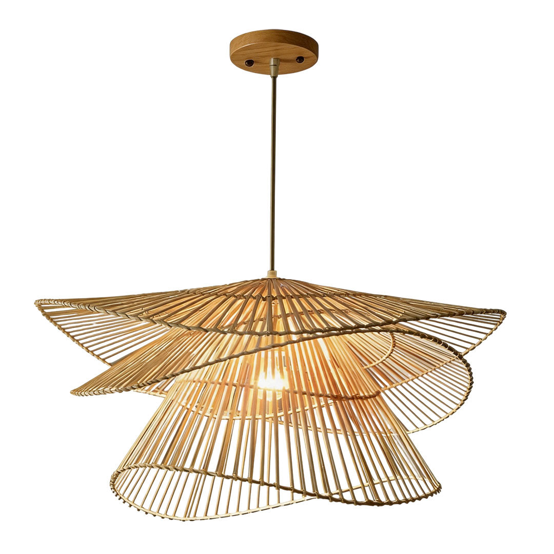 Bamboo Pendant Light - Japanese Woven Ceiling Light Fixture
