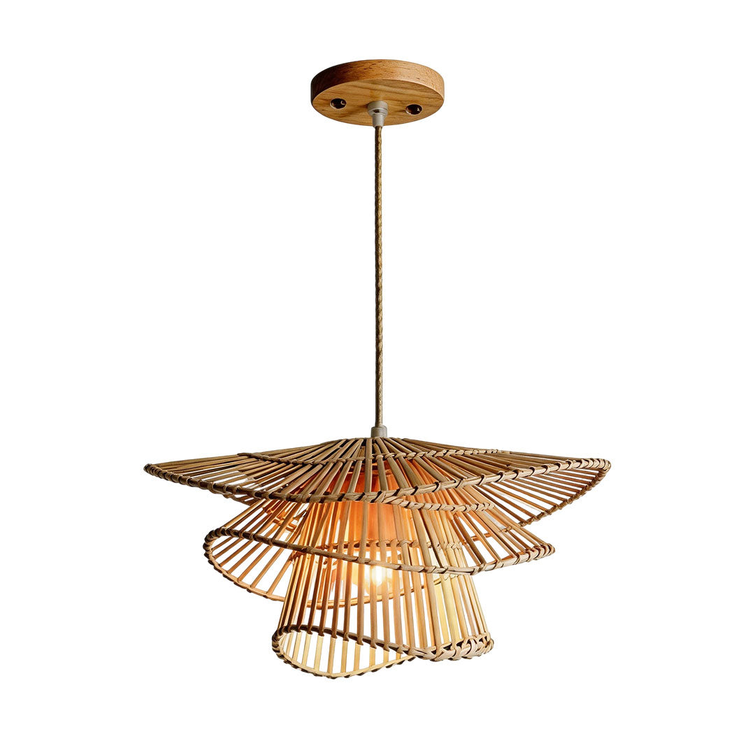 Bamboo Pendant Light - Japanese Woven Ceiling Light Fixture