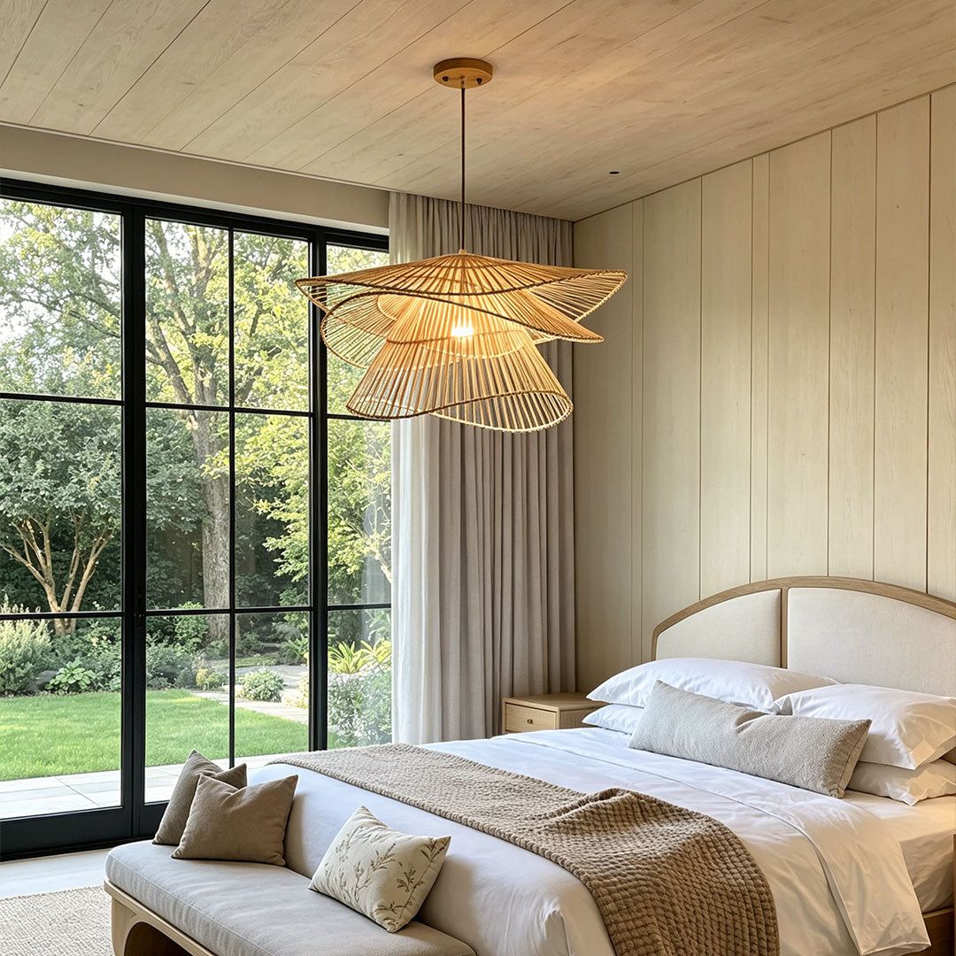 Bamboo Pendant Light - Japanese Woven Ceiling Light Fixture
