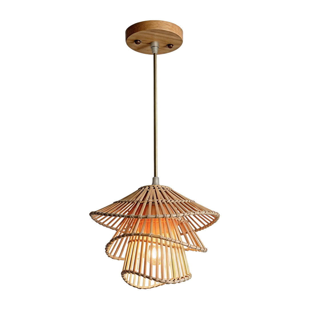 Bamboo Pendant Light - Japanese Woven Ceiling Light Fixture