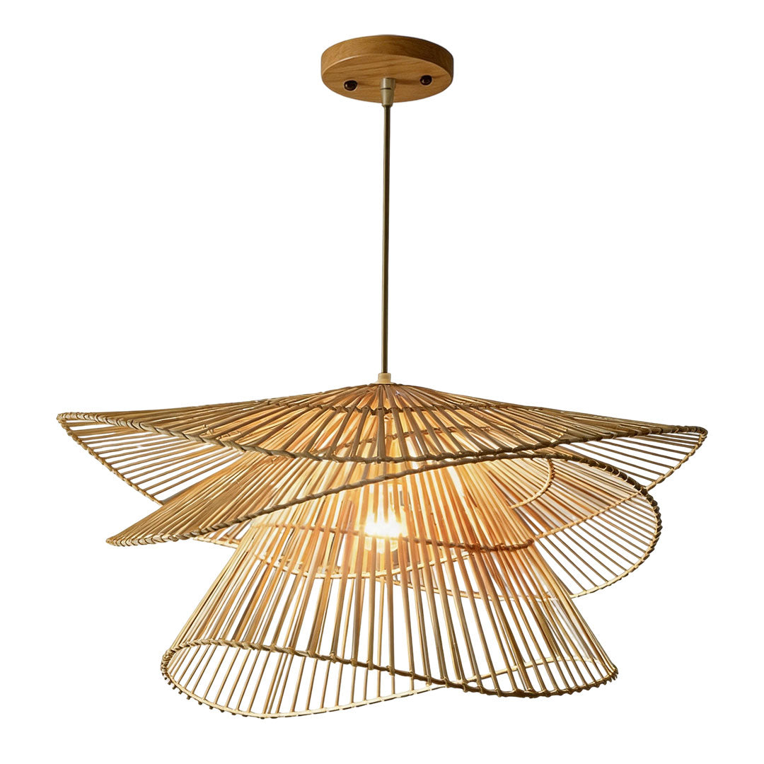 Bamboo Pendant Light - Japanese Woven Ceiling Light Fixture