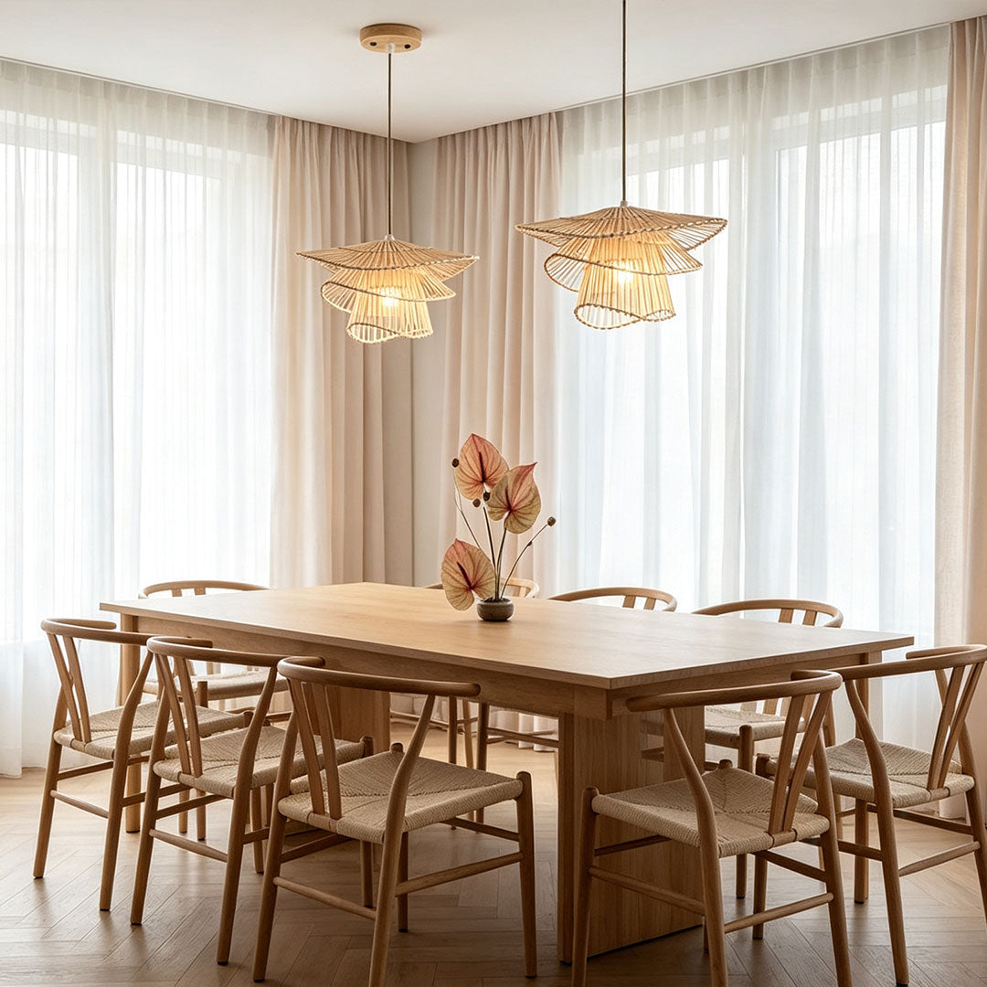 Bamboo Pendant Light - Japanese Woven Ceiling Light Fixture