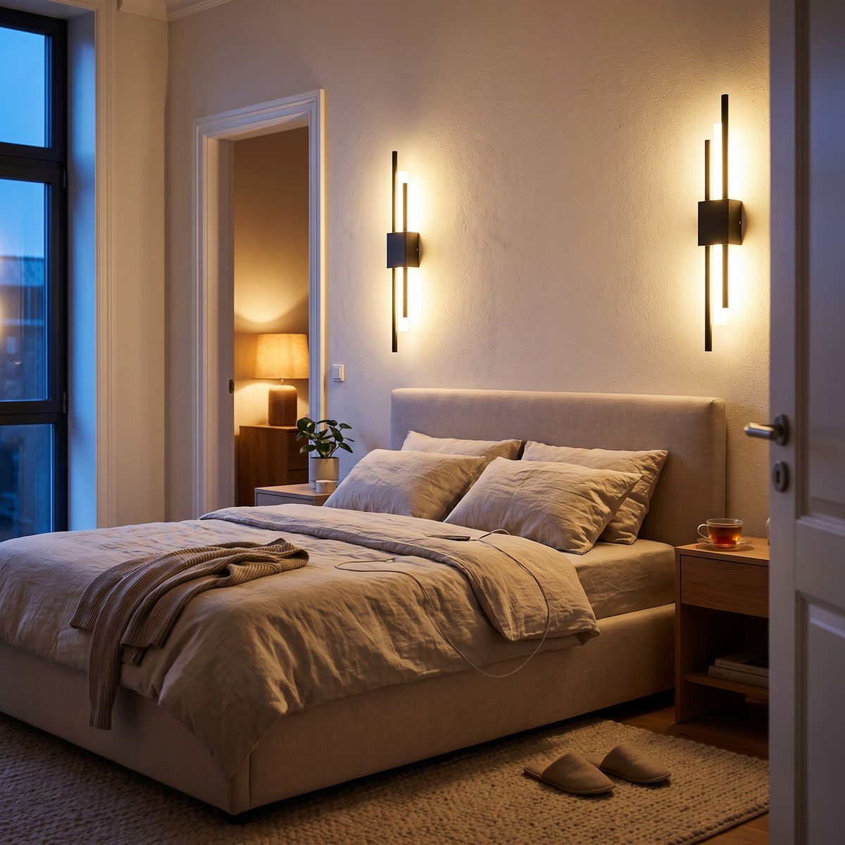 Linear Wall Sconce, Vertical LED Tube Wall Light, Black or Brass