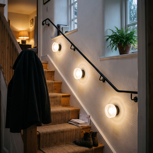 Ribbed Glass Wall Light, LED Dome Sconce for Wall or Ceiling, Black or Brass