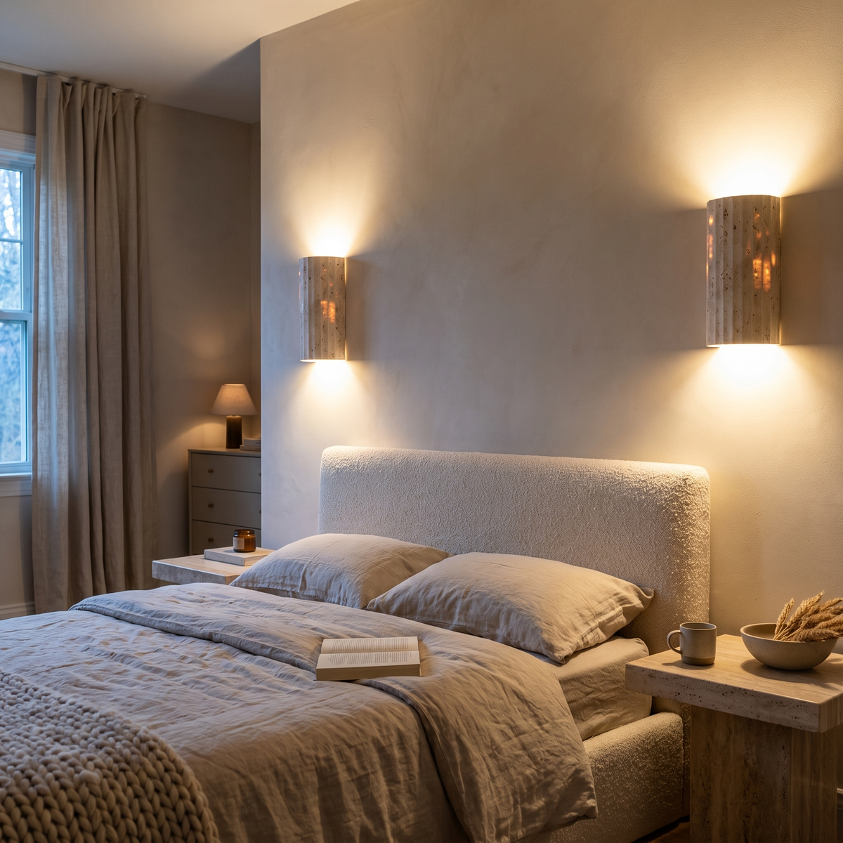 Stone Wall Sconce, Natural Stone LED Wall Light, Warm to Cool White