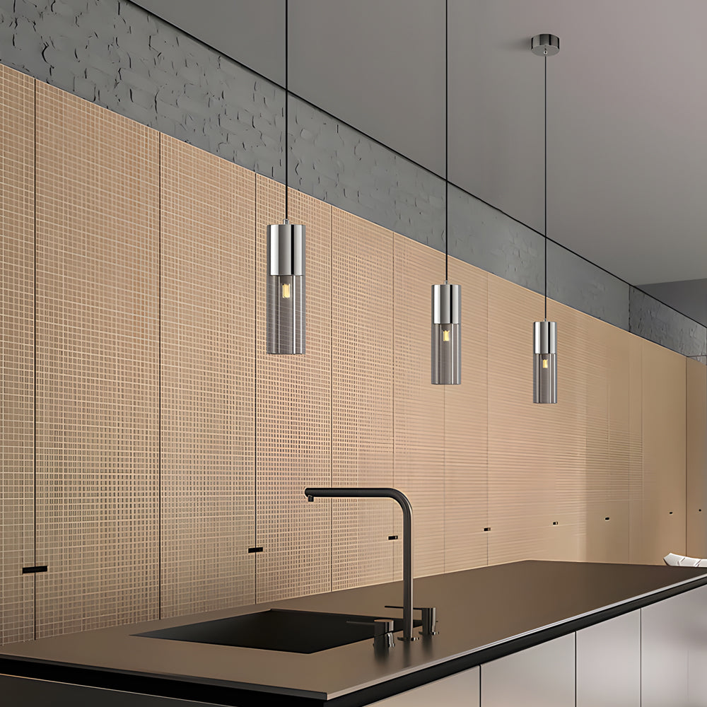 Mini Pendant Light - Smoked Glass Kitchen Island Ceiling Light